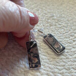 Natural PORCELAIN JASPER Handmade Sterling 925 Dangle Earrings #941D